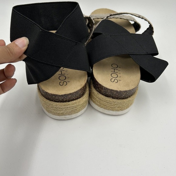 Soho Elite Sandals Womens Size 10 Faux‎ Snake Strappy Espadrille Platform Cork - Picture 4 of 11